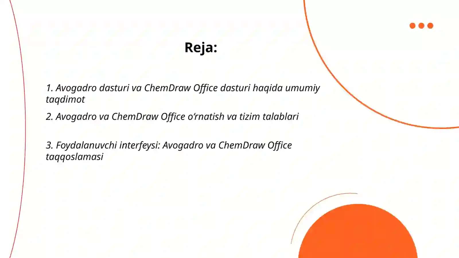 Avogadro dasturi va ChemDraw Office dasturi haqida 2