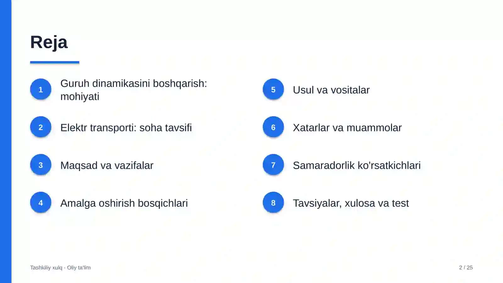 Elektr transportida guruh dinamikasini boshqarish 2