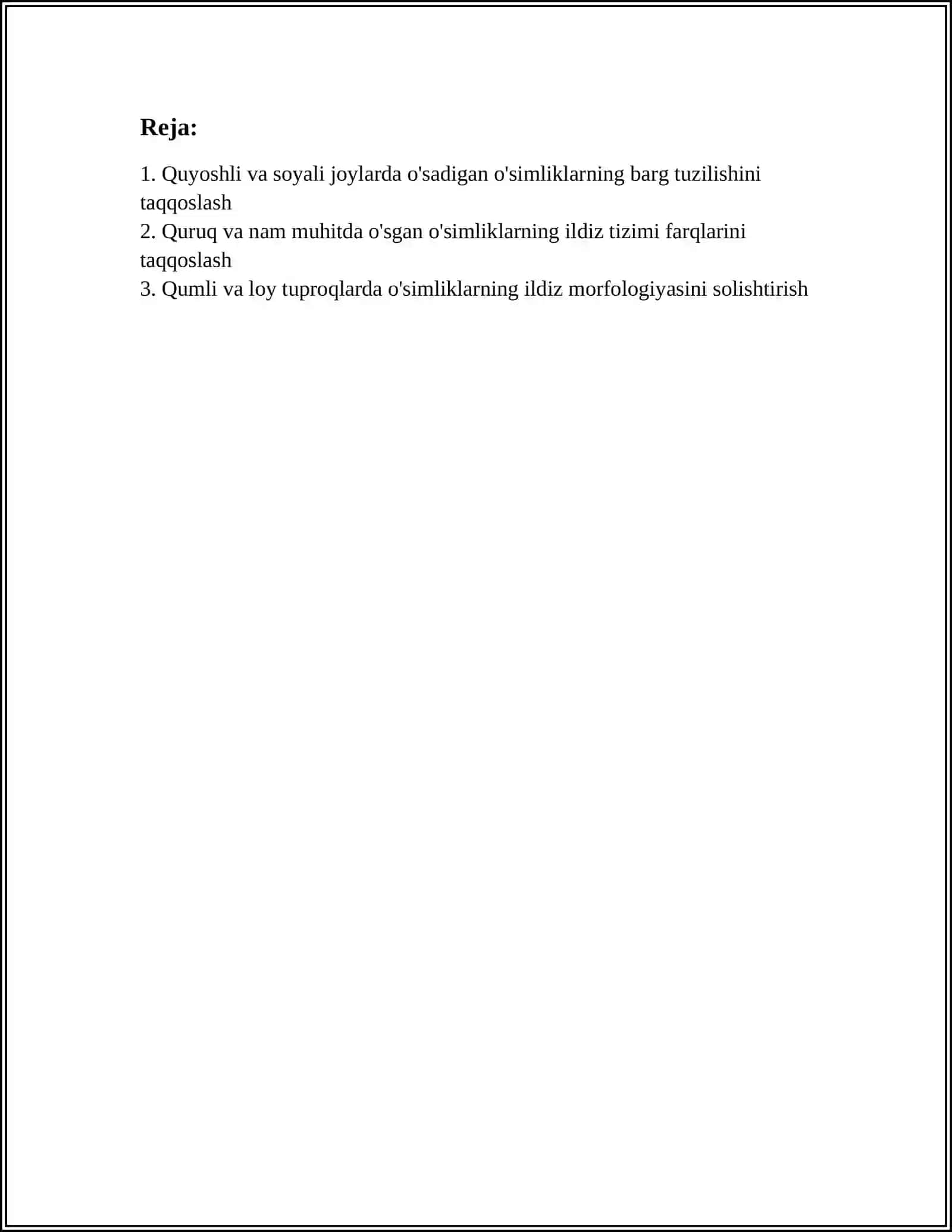 TURLI MUHIT SHAROITIDA O'SGAN O'SIMLIKLARNING TUZILISHINI TAQQOSLASH 2