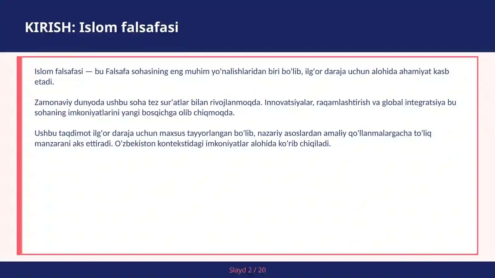 Islom Falsafasi 2
