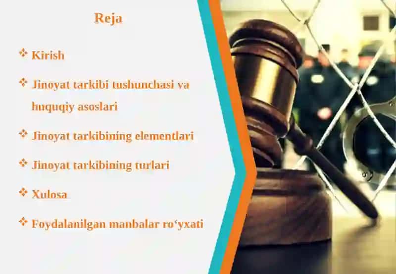 Jinoyat tarkibi tushunchasi va turlari 2