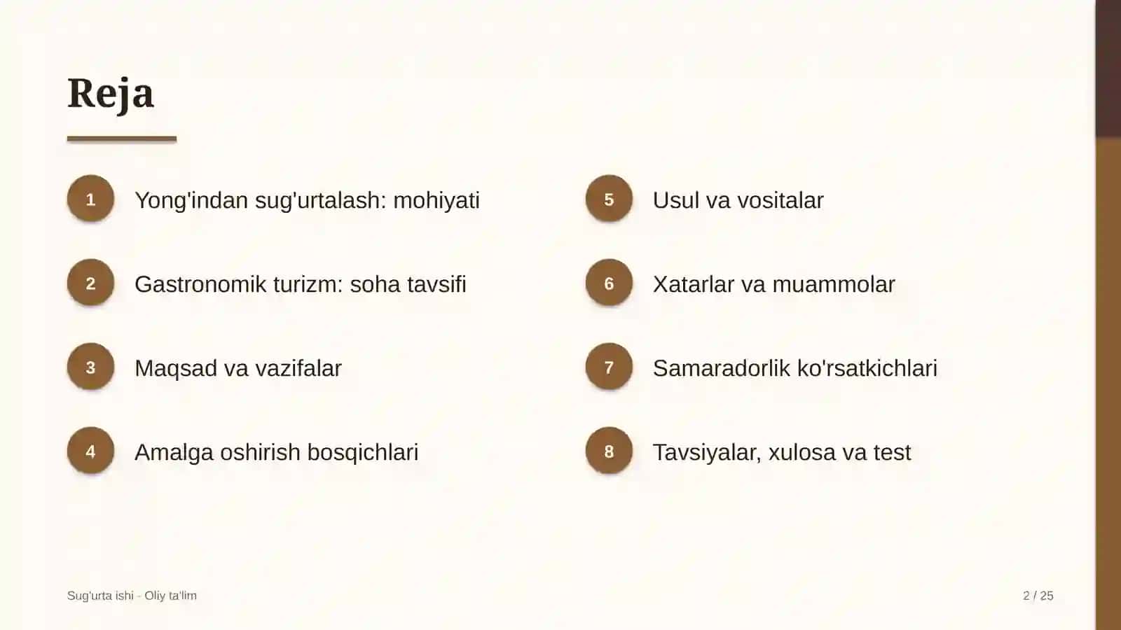 Gastronomik turizmda yong'indan sug'urtalash 2