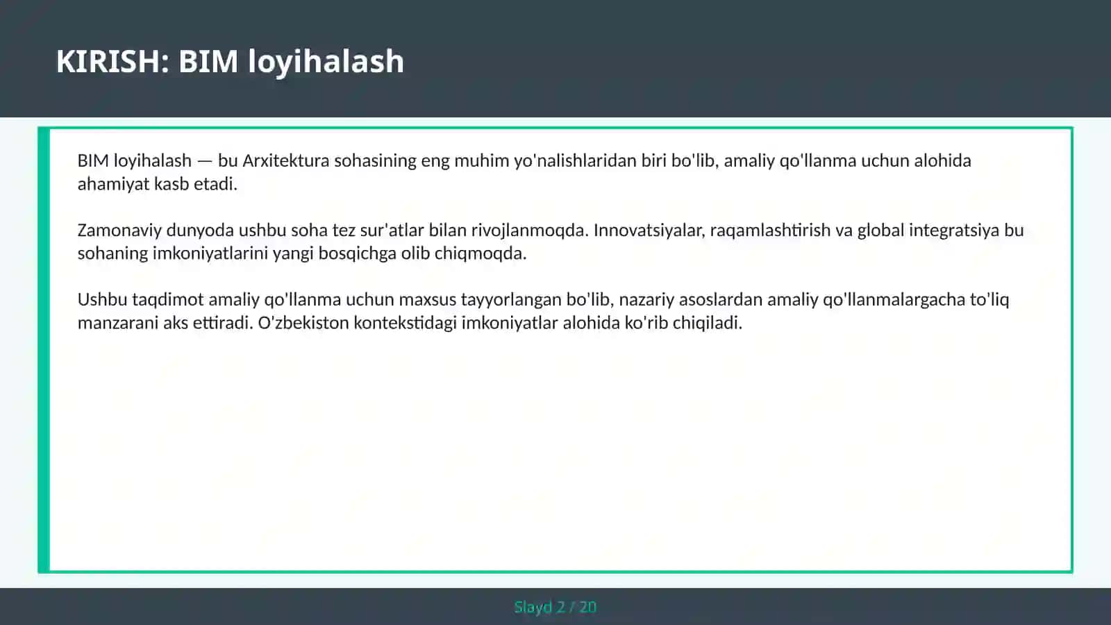 BIM loyihalash 2