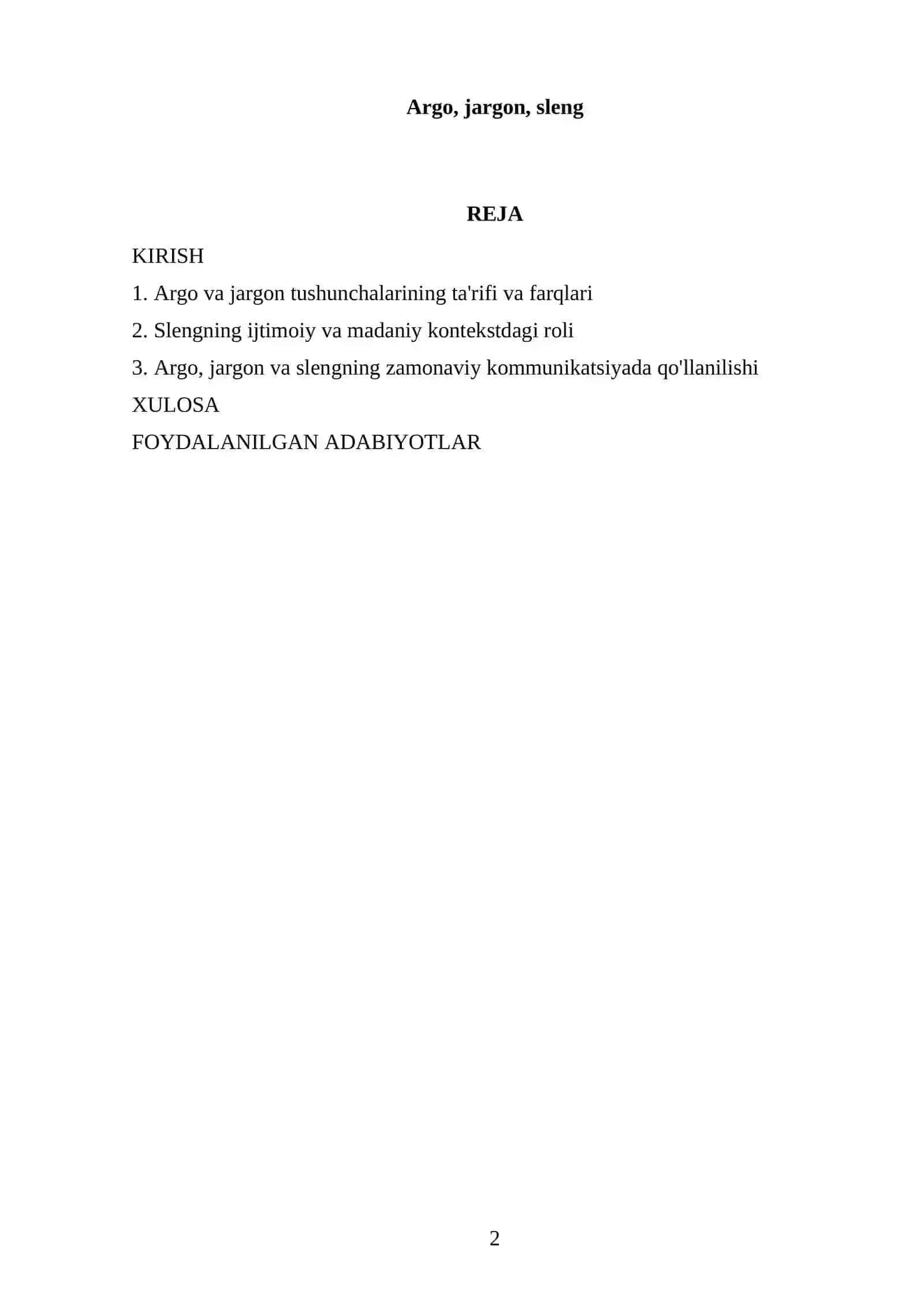 Argo, jargon, sleng 2