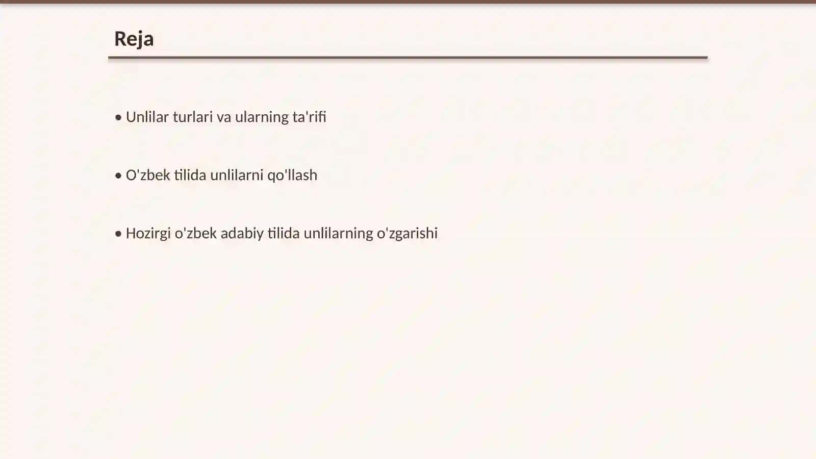 Hozirgi o'zbek adabiy tili unlilar 2