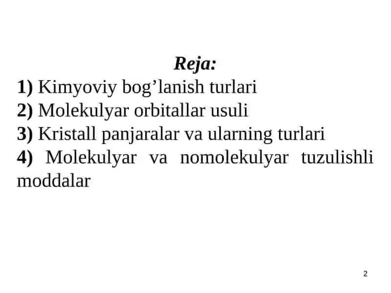 Moddalardagi kimyoviy bog‘lanishning xillari 2