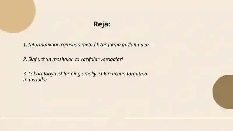 Informatikani oʻqitishda tarqatma materiallar 2
