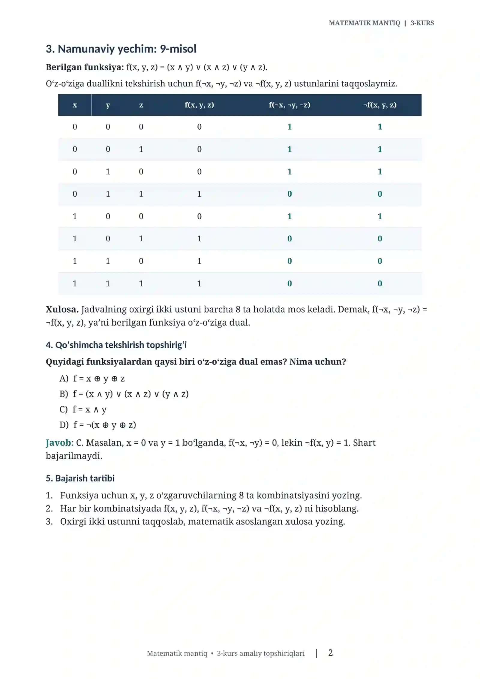 MATEMATIK MANTIQ | 3-KURS 2