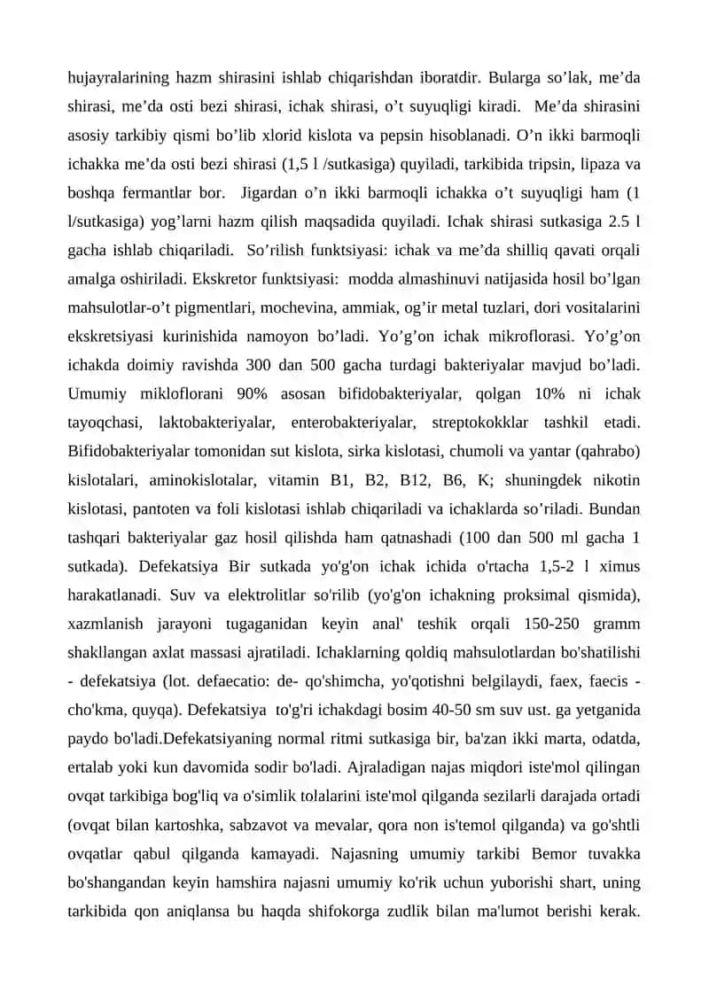 XAZM TIZIMI KASALLIKLARI BILAN KASALLANGAN BEMORLARNI PARVARISHI VA KUZATISH 2