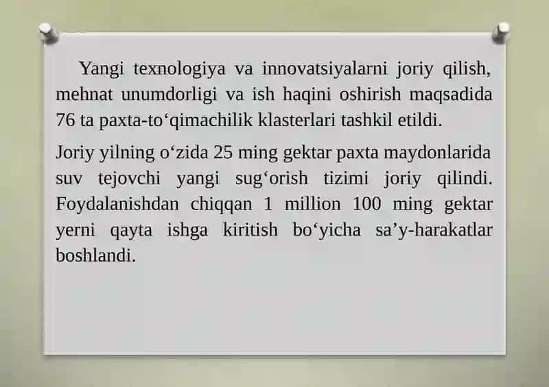 Qishloq xo‘jaligi rivojlantirish strategiyasi 2