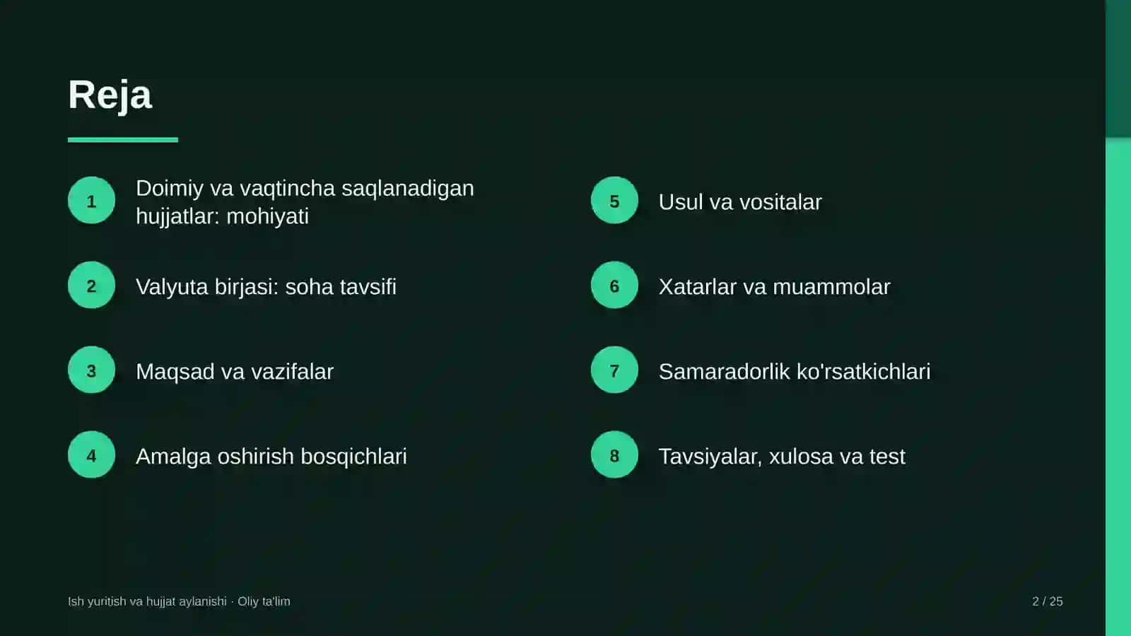 valyuta birjasida doimiy va vaqtincha saqlanadigan hujjatlarni ajratish 7963 2