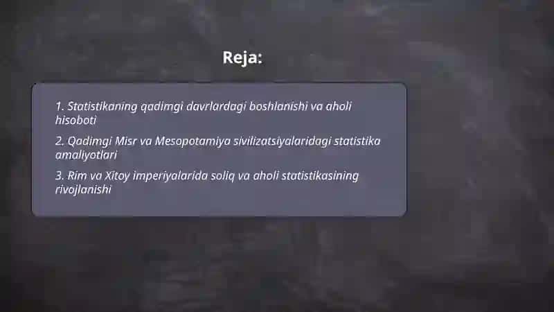 Statistikaning rivojlanish tarixi 2