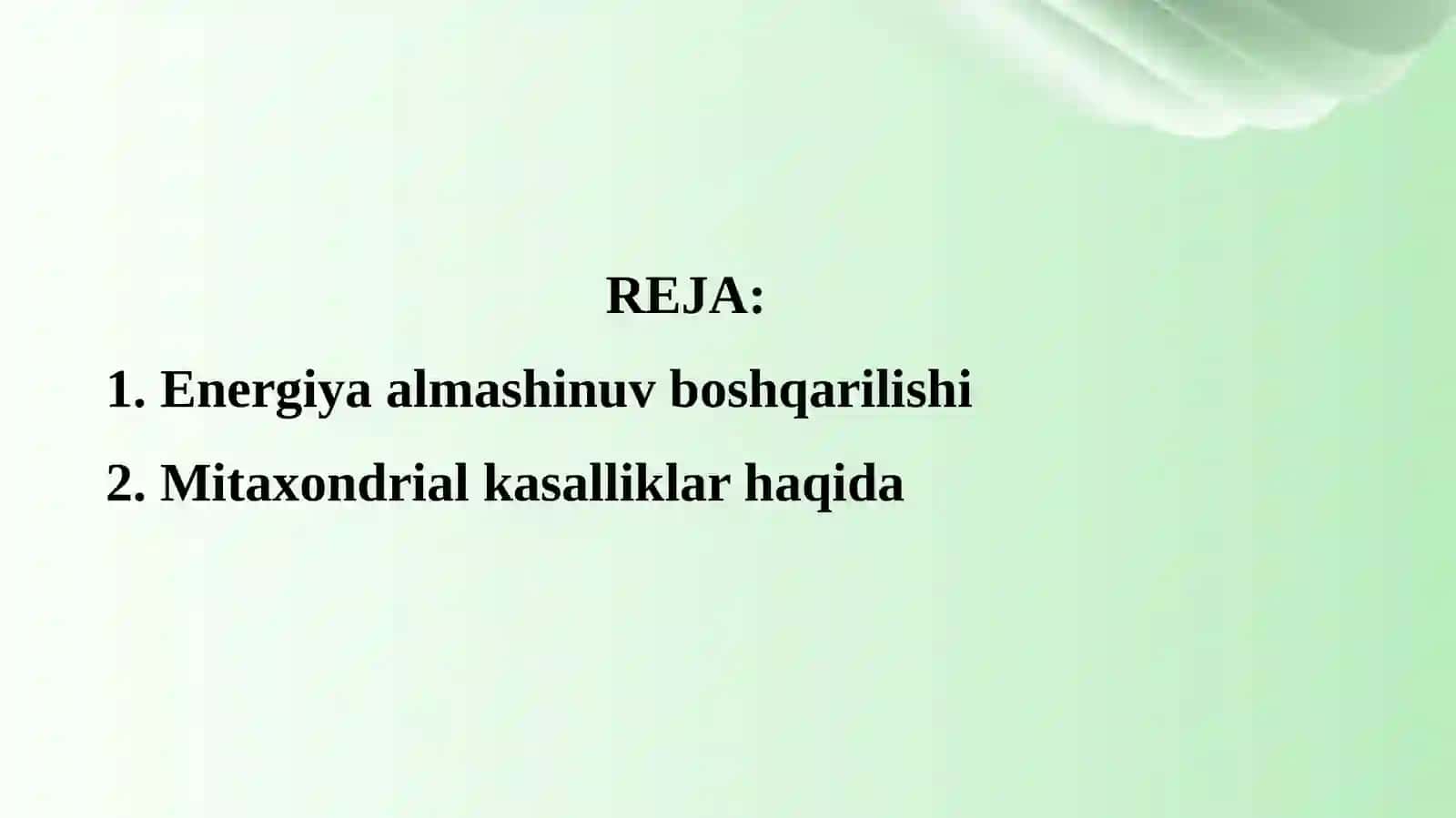 Energiya almashinuvi boshqarilishi 2