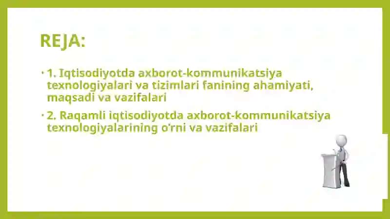 Iqtisodiyotda axborot tizimlar va texnologiyalar 2