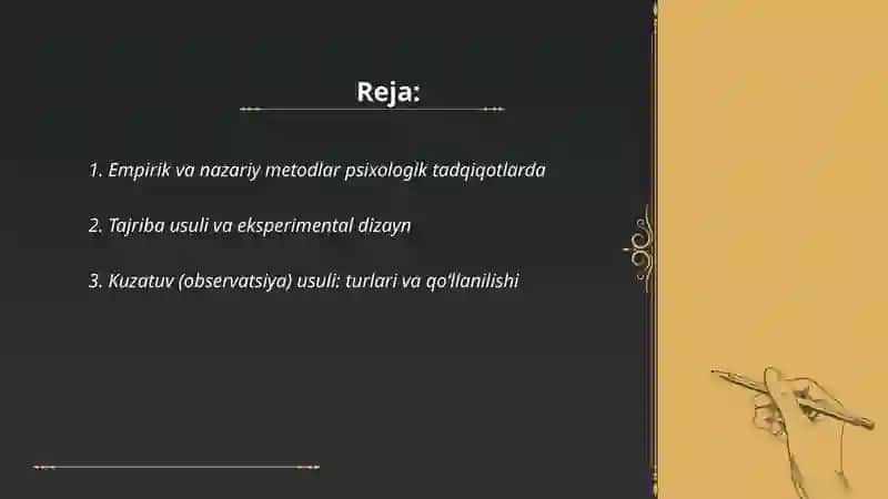 Psixologiya fanining ilmiy tadqiqot metodlari 2