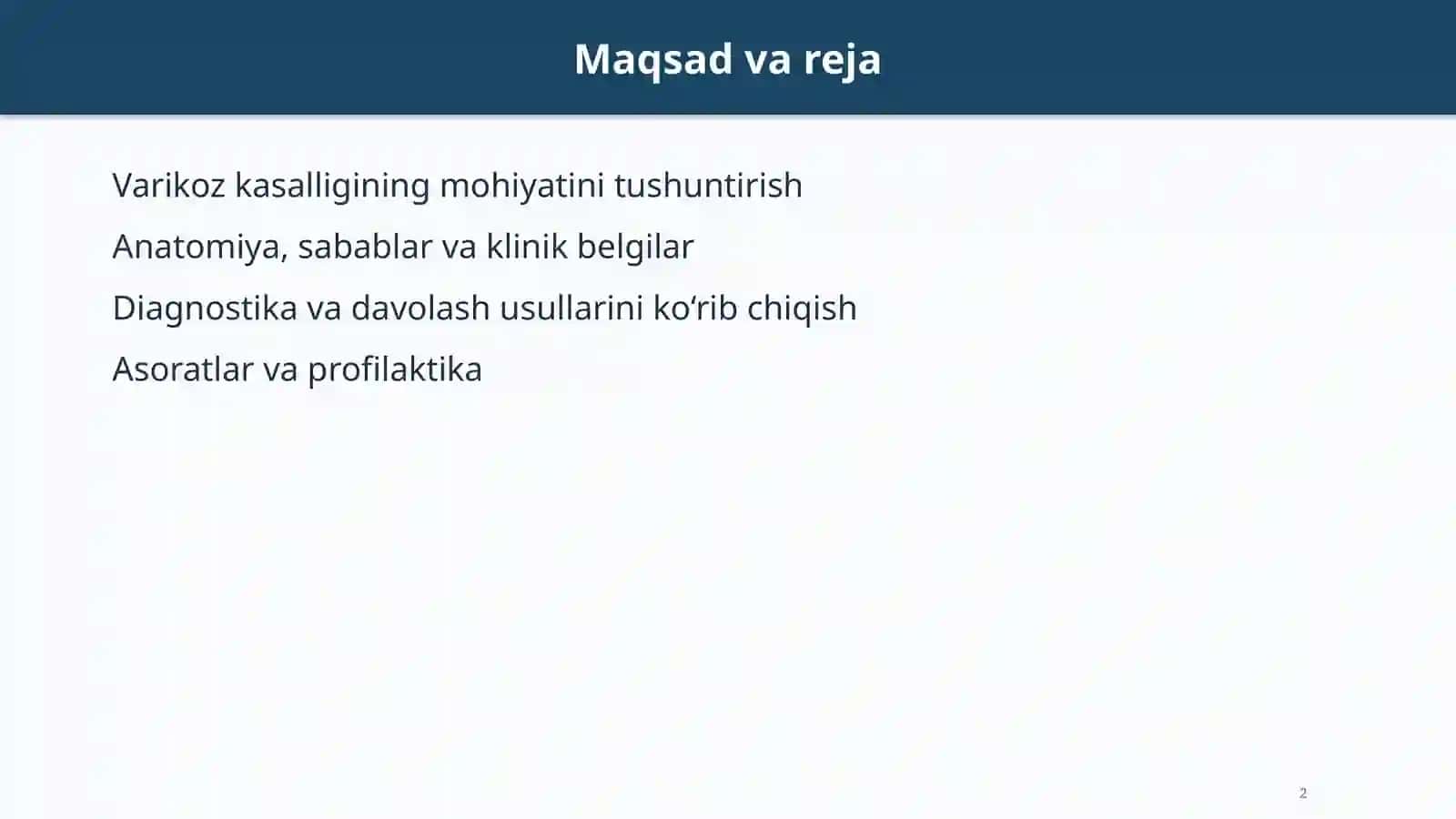 OYOQ VENALARINING VARIKOZ KASALLIGI 2