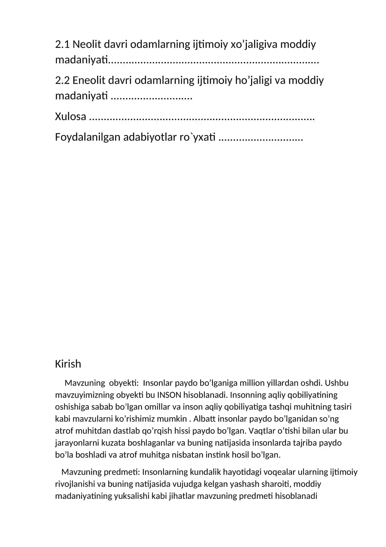 INSON EVOLUTSIYASI VA OLD TARIXI FANIDAN 2