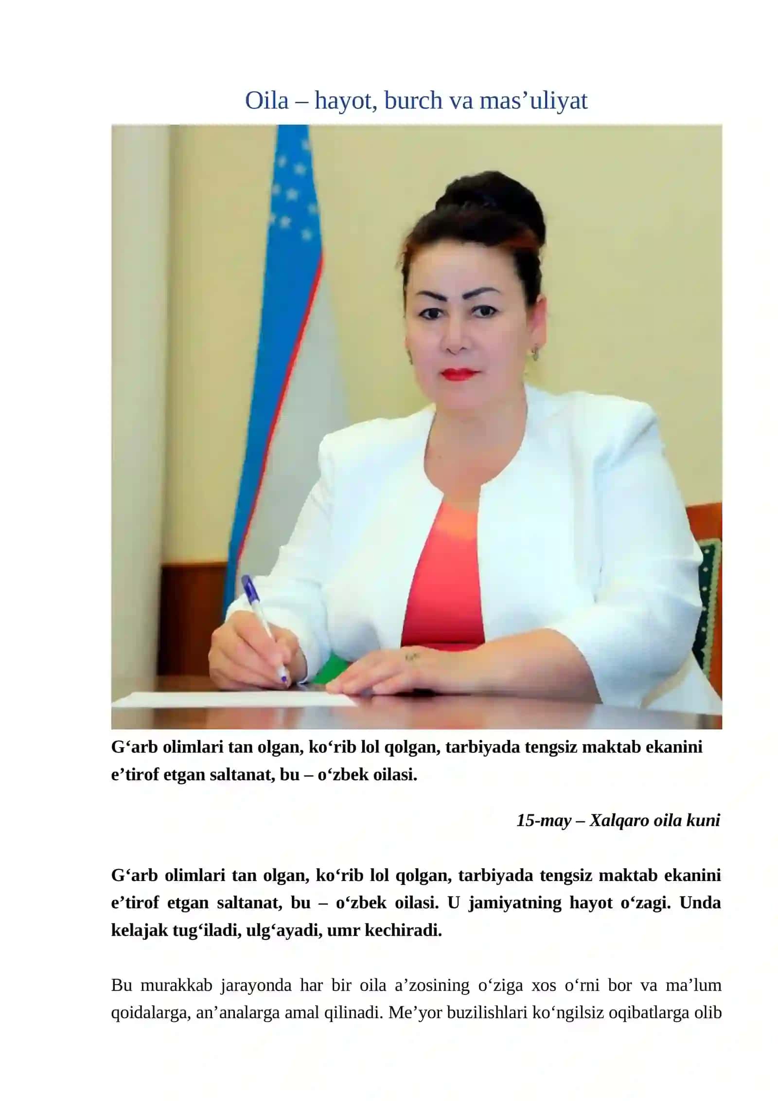 15-may “ Xalqaro oila kuni” 2