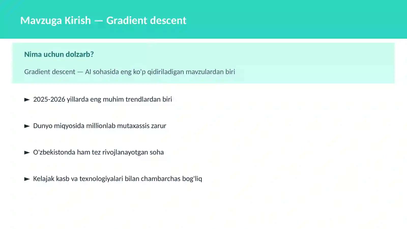 AI | DEEP LEARNING VA NEYRON TARMOQLAR 2
