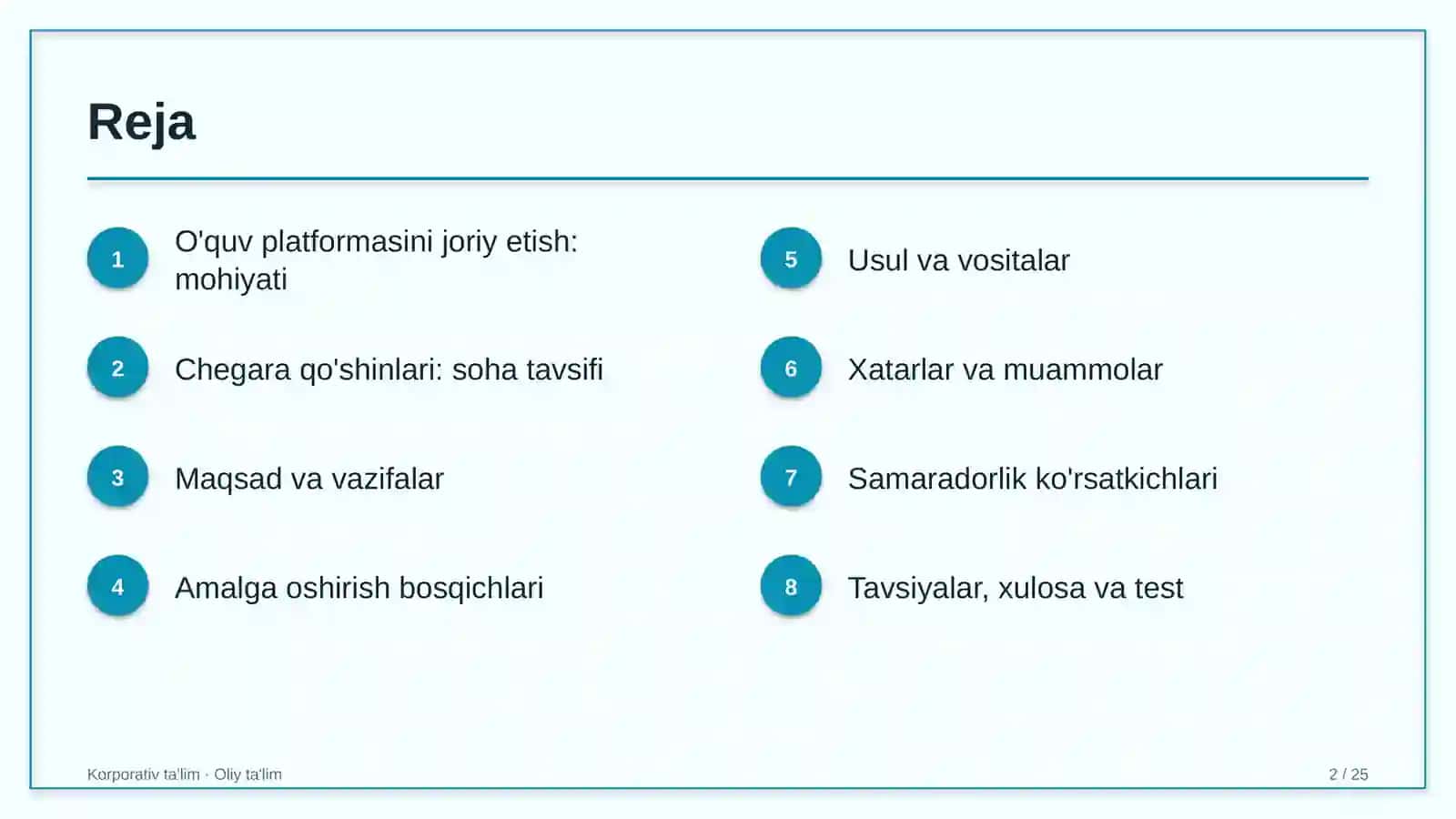 O'quv platformasini joriy etish: mohiyati 2
