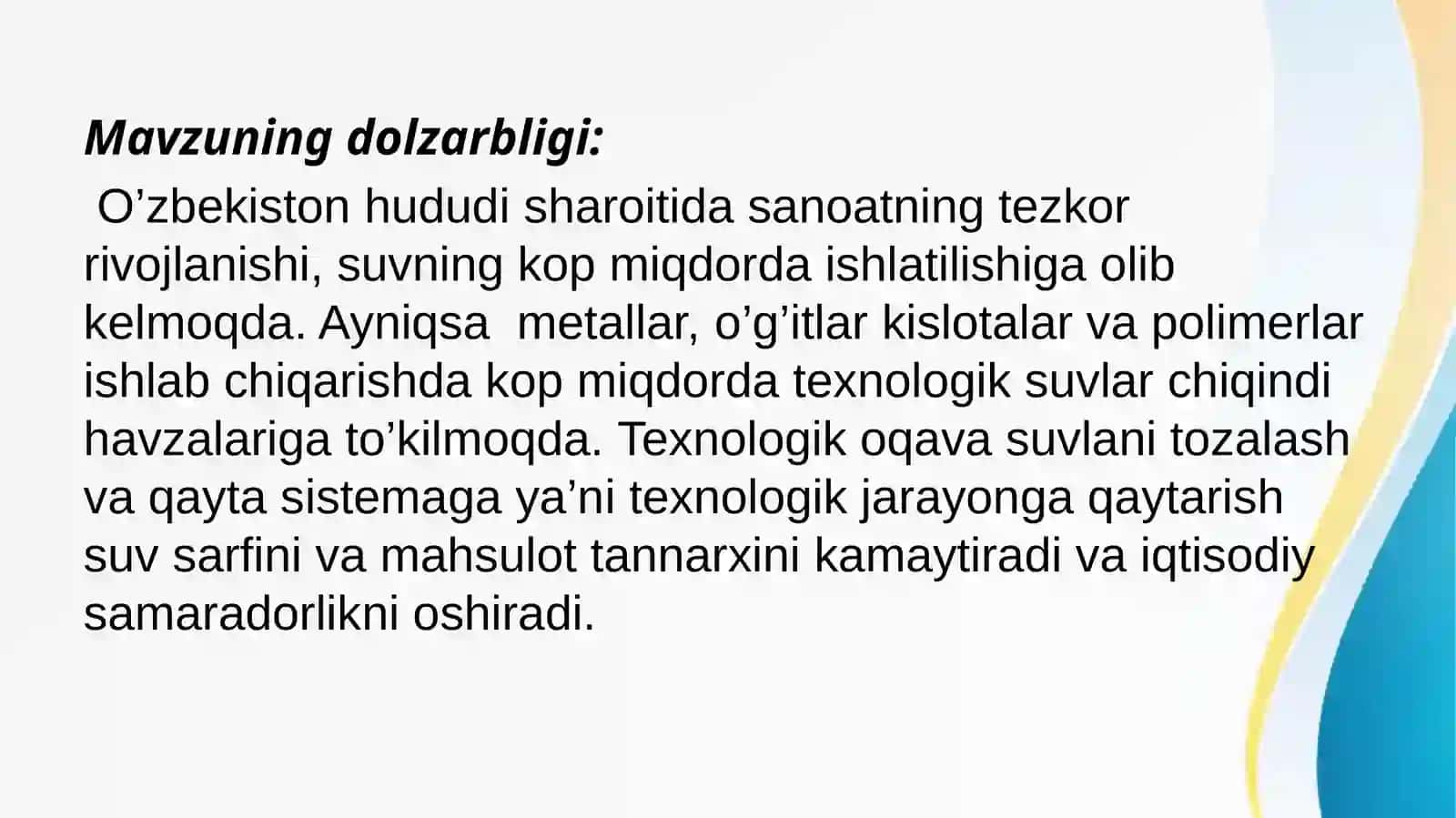 sanoatning tezkor rivojlanishi va suvni kop miqdorda ishlatilishi 2