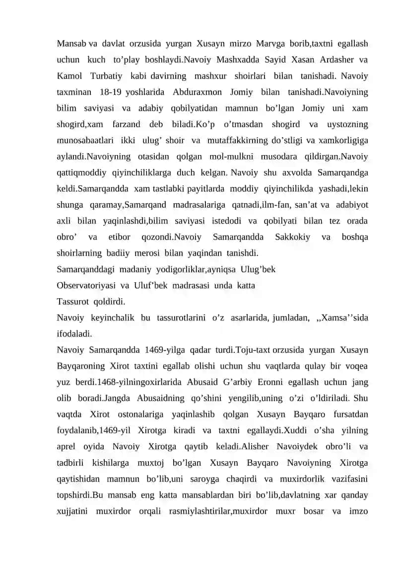 ALISHER NAVOIY MILLAT G’URURI 2