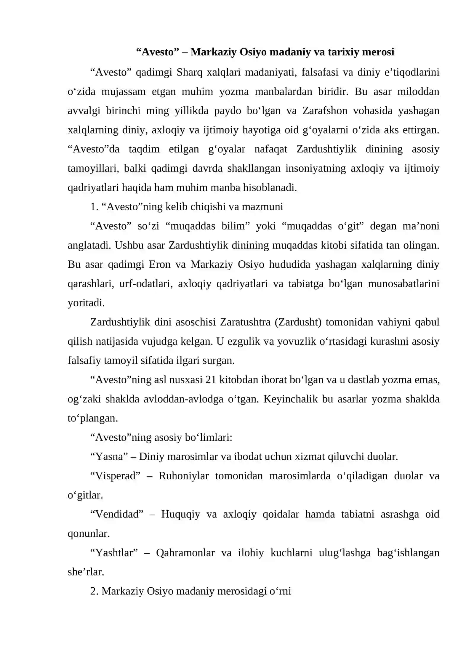 “AVESTO”- TARBIYAVIY G‘OYALAR 2