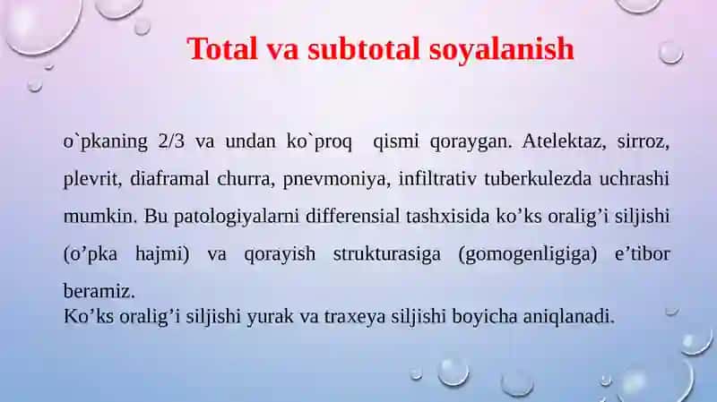 Total vasubtotal so'yalanish sindromi 2