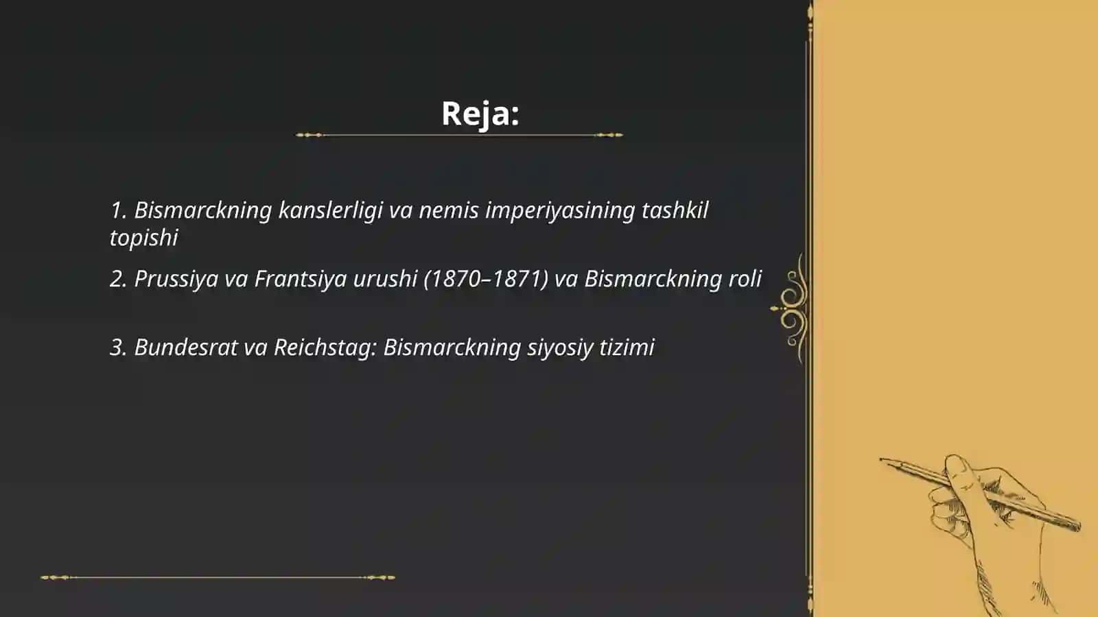 Bismarckning kanslerligi va nemis imperiyasining tashkil topishi 2