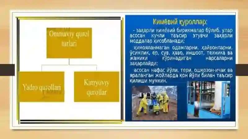 KIMYOVIY QUROL. KIMYOVIY ZАRАRLАNISH О’CHОG’I. KIMYOVIY VAZIYATNI BAHOLASH 2