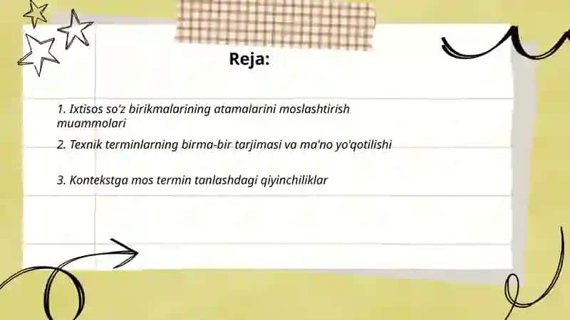 Ixtisoslikka oid matn tarjimasining muammolari 2