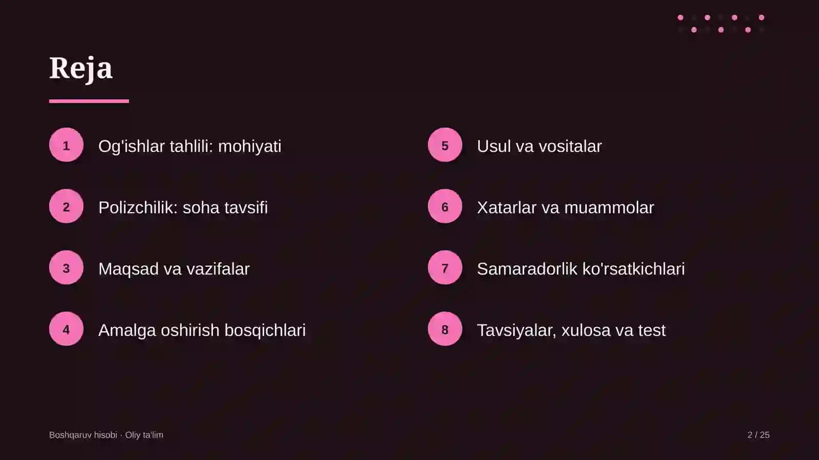 polizchilikda og'ishlar tahlilini o'tkazish 5412 2