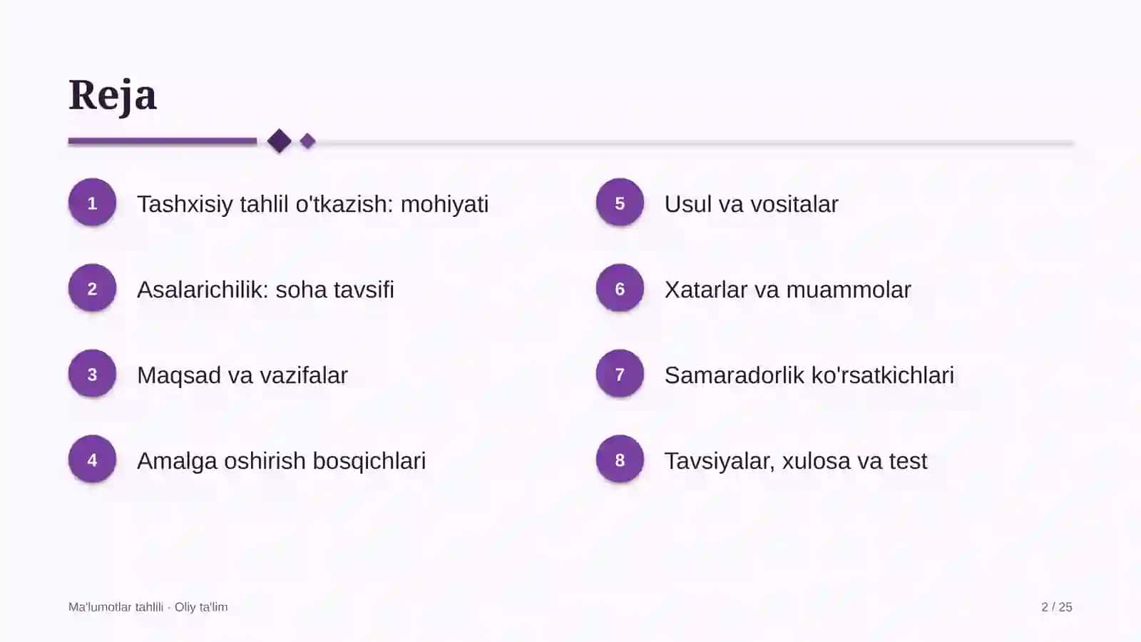 Asalarichilikda tashxisiy tahlil o'tkazish 2