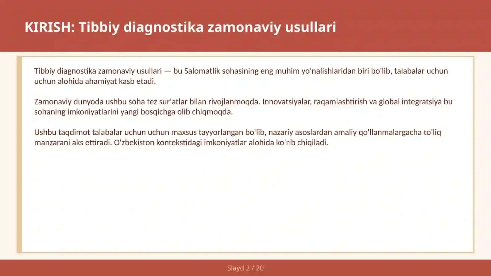 Tibbiy Diagnostika Zamonaviy Usullari 2