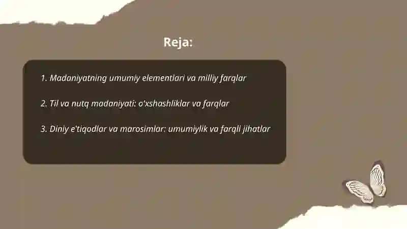 Madaniyatning umumiy elementlari va milliy farqlar 2