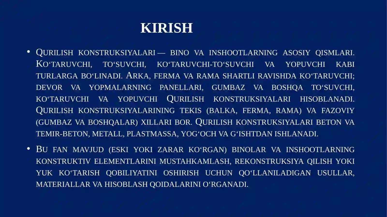 Qurilish konstruksiyalarini kuchaytirish 2
