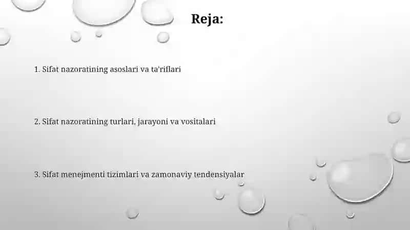 Sifat nazorati asoslari 2