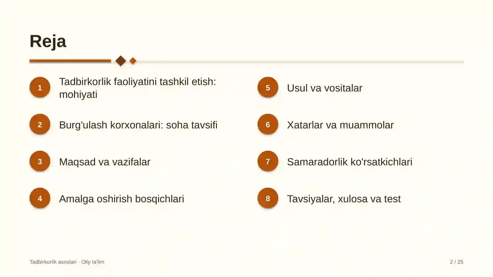 Burg'ulash korxonalarida tadbirkorlik faoliyatini tashkil etish 2
