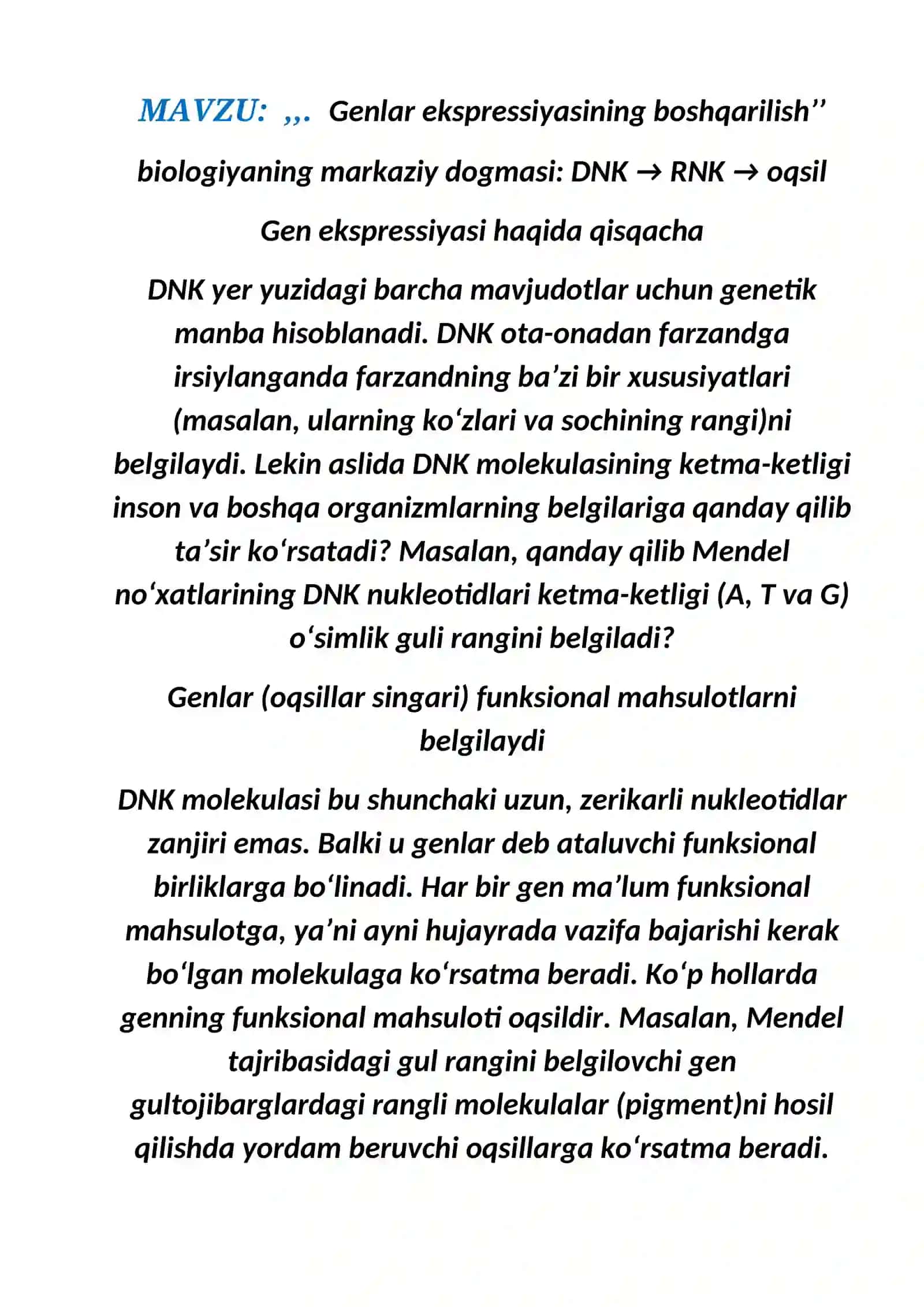 Genlar ekspressiyasining boshqarilish 2