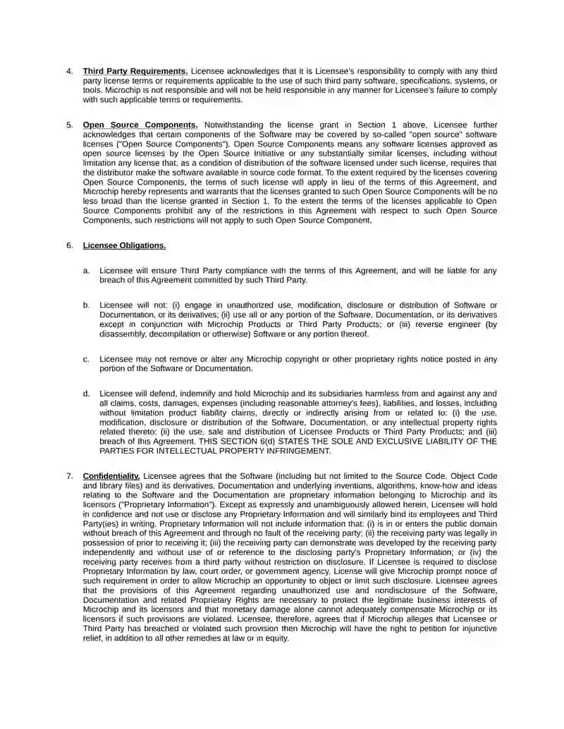 MICROCHIP SOFTWARE LICENSE AGREEMENT 2