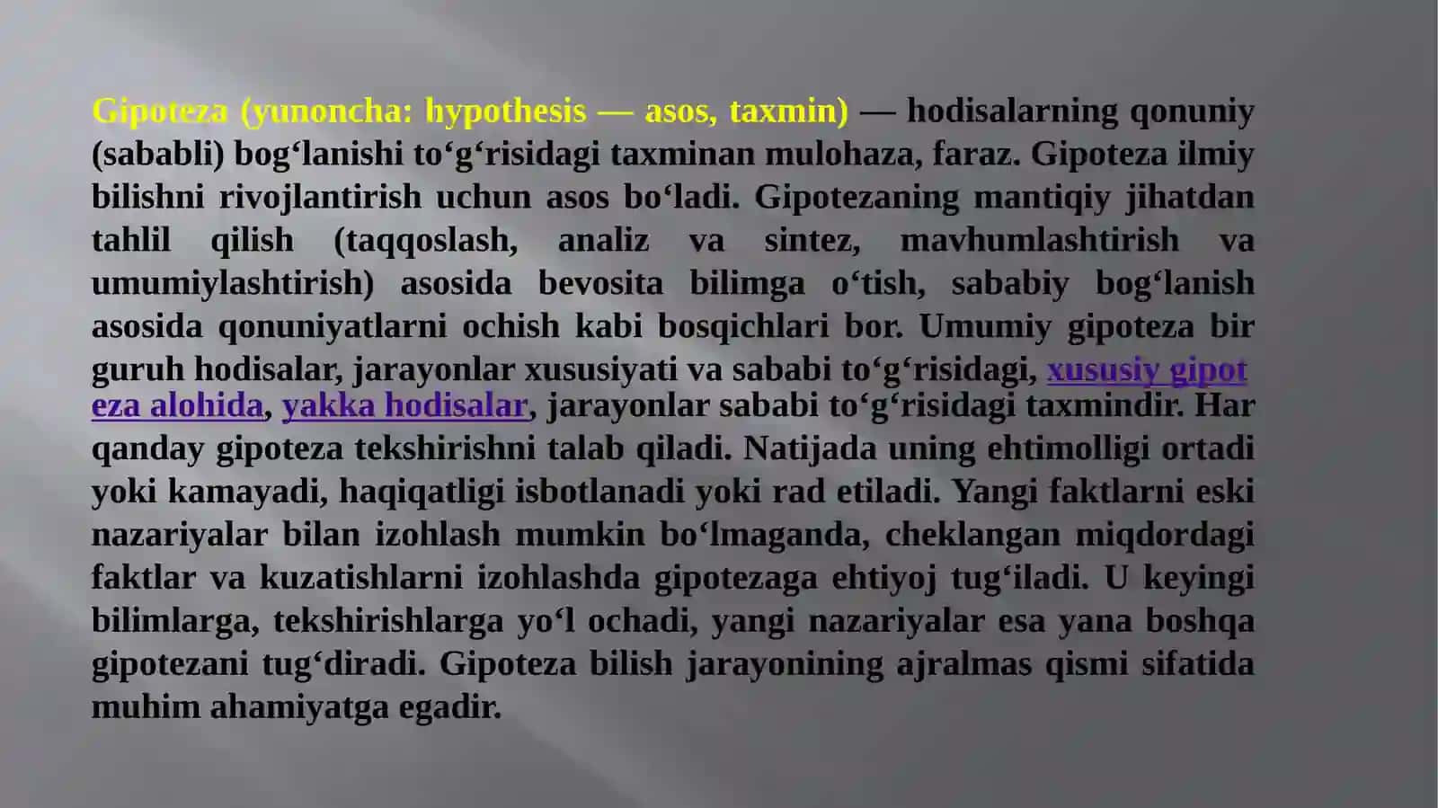"Gipotezani shakllantirish vositasi" 2