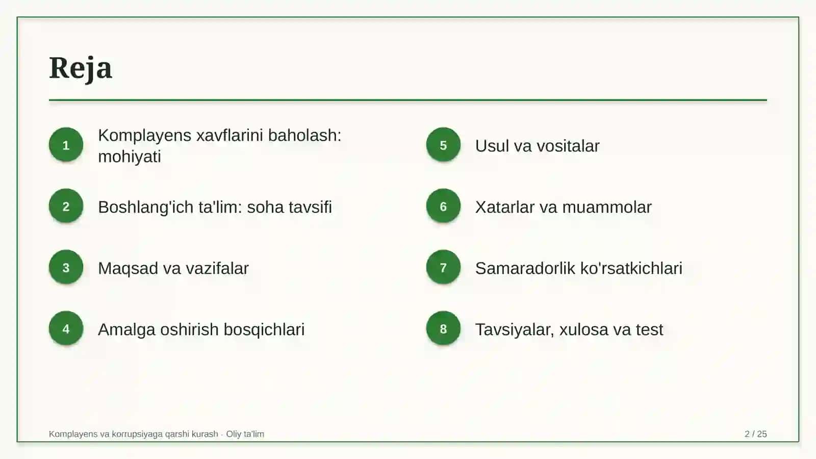Boshlang'ich ta'limda komplayens xavflarini baholash 2