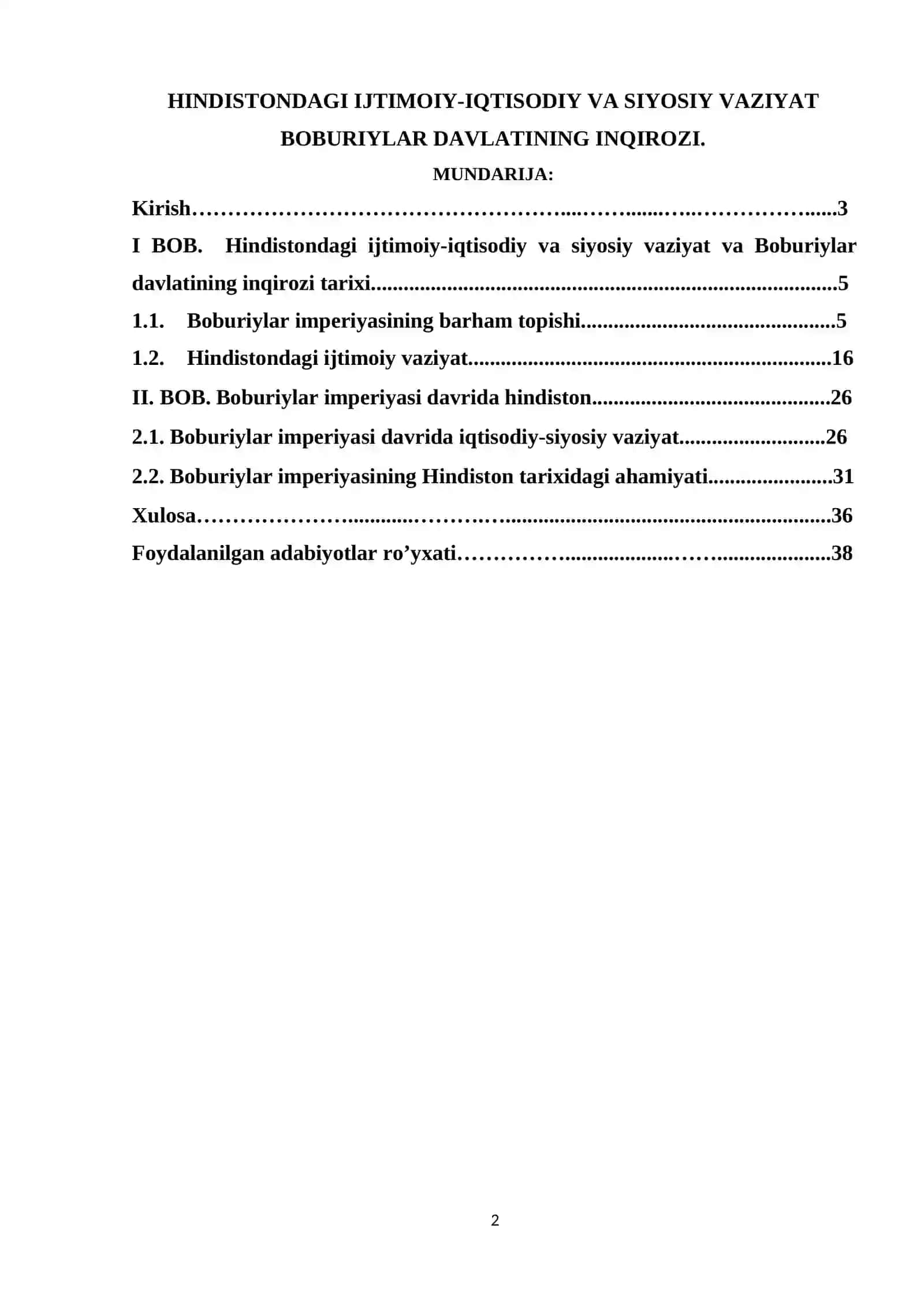 HINDISTONDAGI IJTIMOIY-IQTISODIY VA SIYOSIY VAZIYAT BOBURIYLAR DAVLATINING INQIROZI 2
