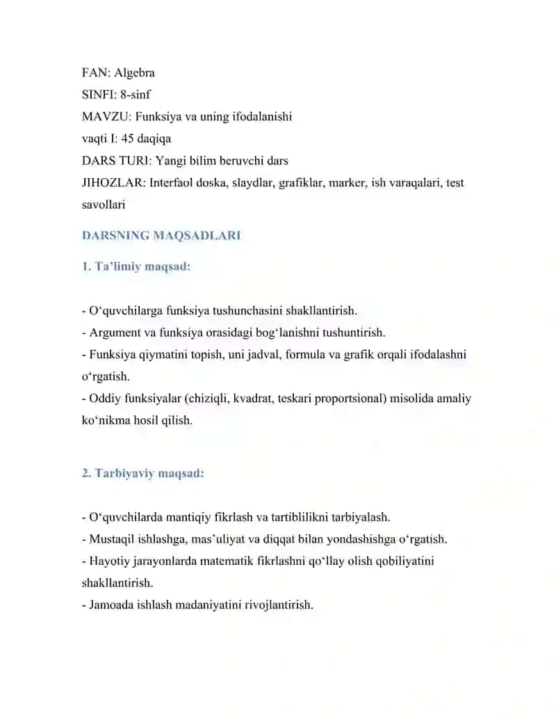 Funksiya va uning ifodalanishi 2