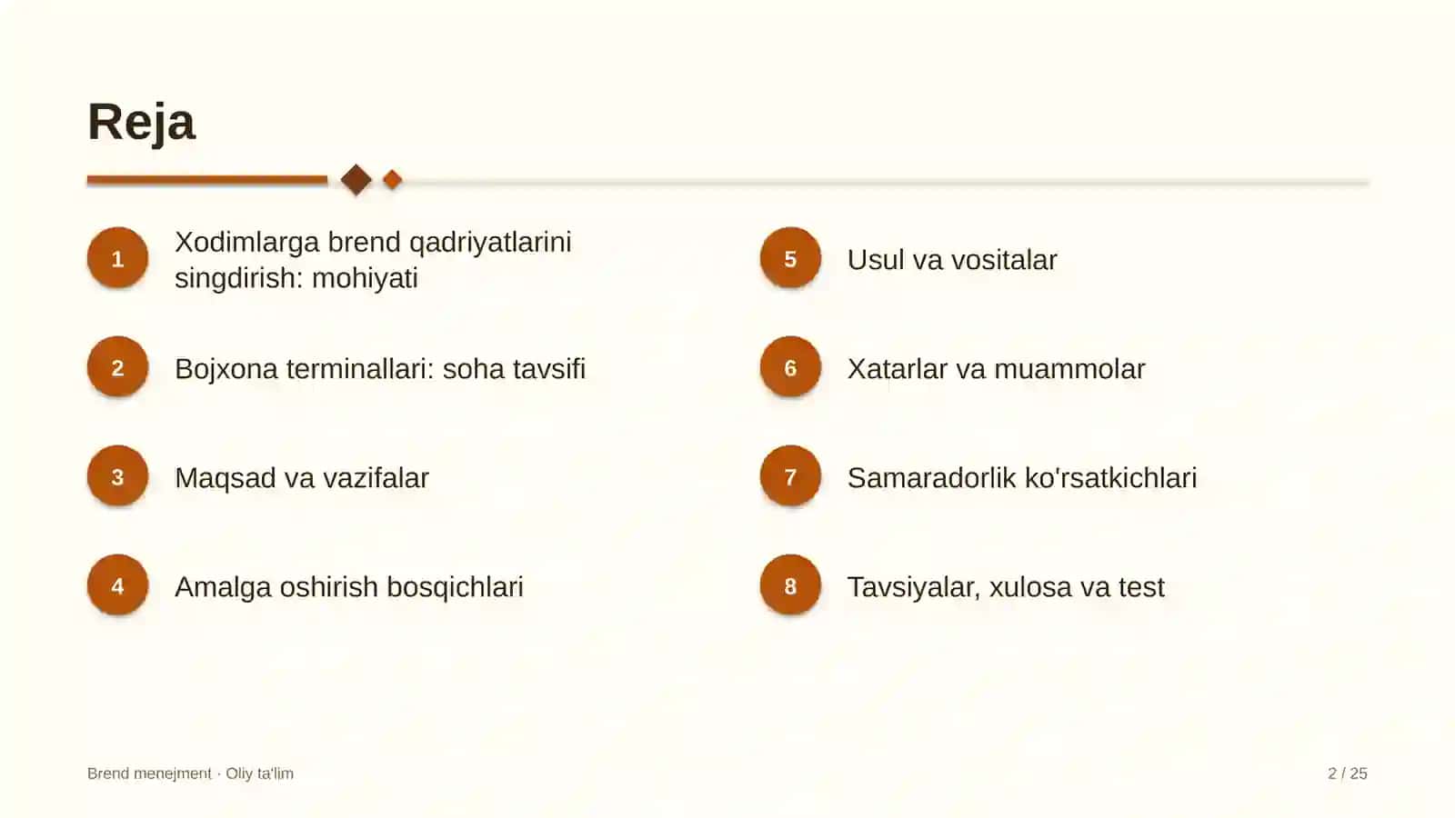 Bojxona terminallarida xodimlar o'rtasida brend qadriyatlarini singdirish 2