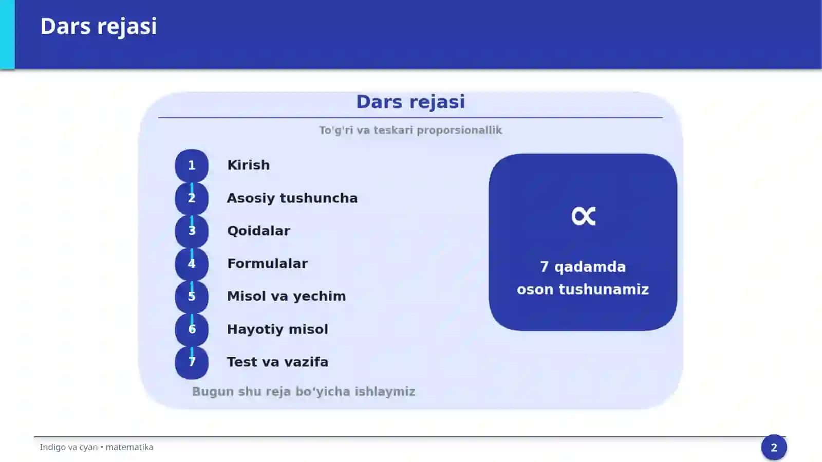 To'g'ri va teskari proporsionallik 2