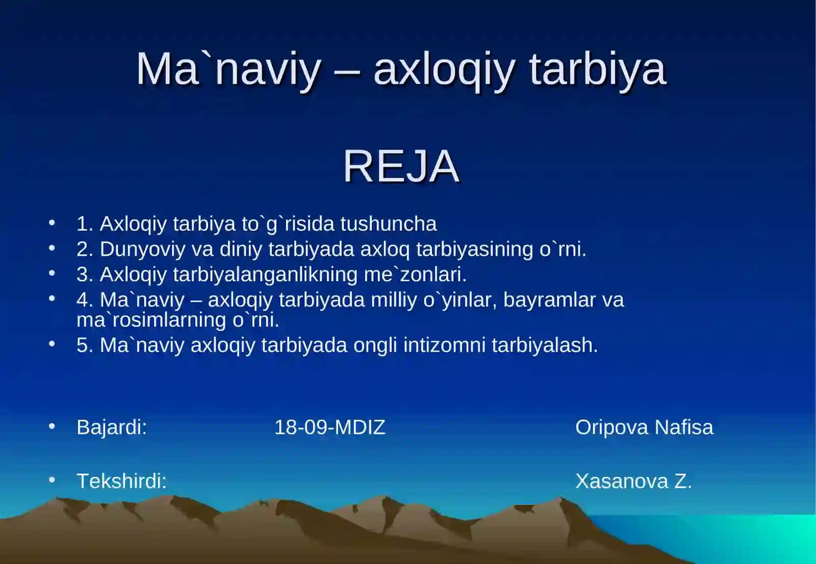 Ma`naviy – axloqiy tarbiya 2