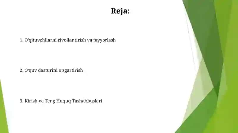 O'zbekiston Respublikasi Ta'lim sohasi islohotlari 2