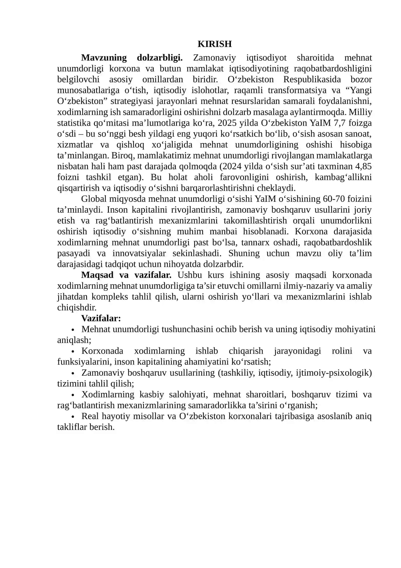 Ishchilarning mehnat unumdorligiga ta’sir etuvchi omillar tahlili 2