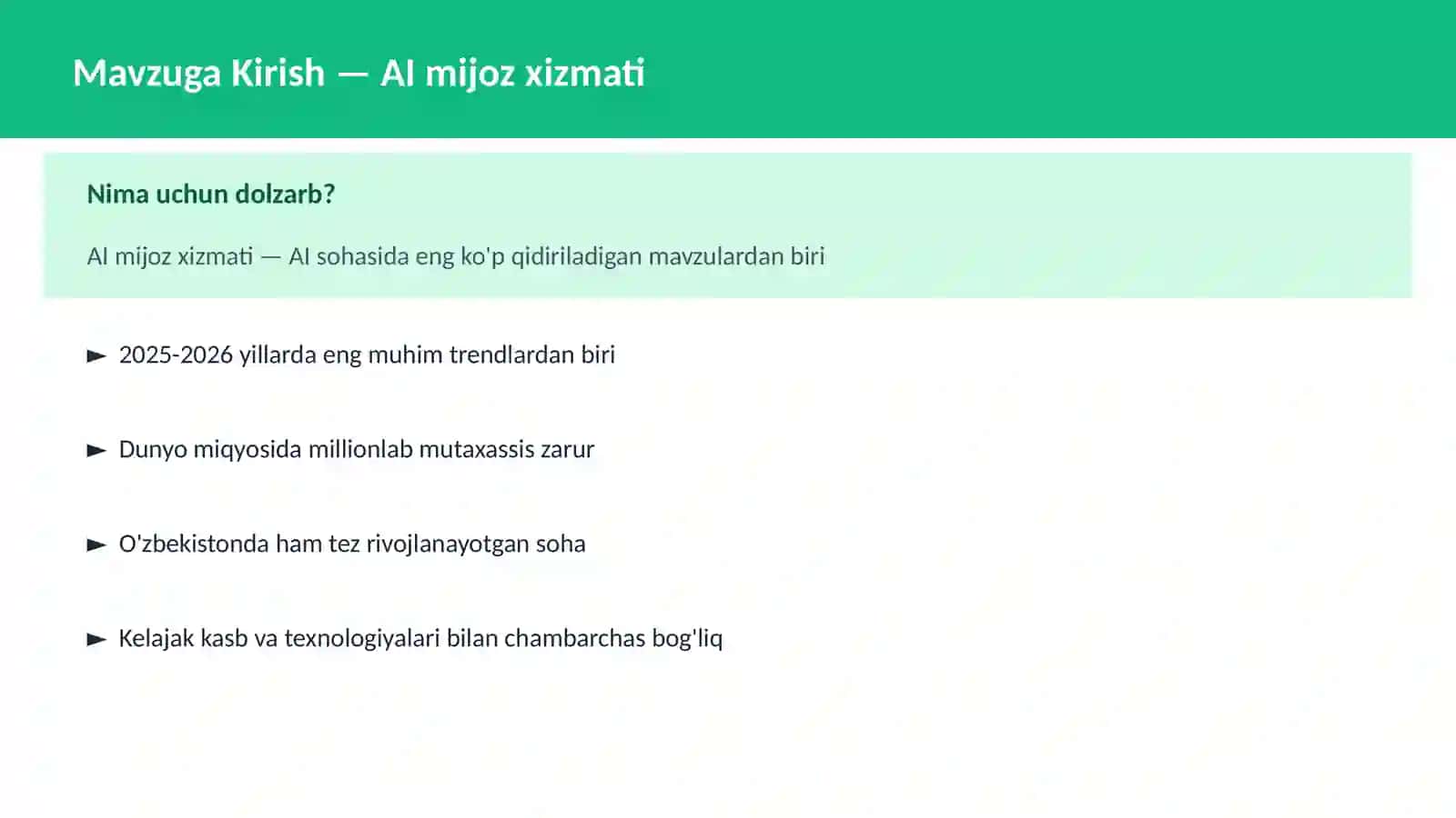 AI mijoz xizmati 2